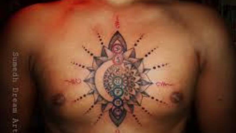 Chakra tattoo design on chest