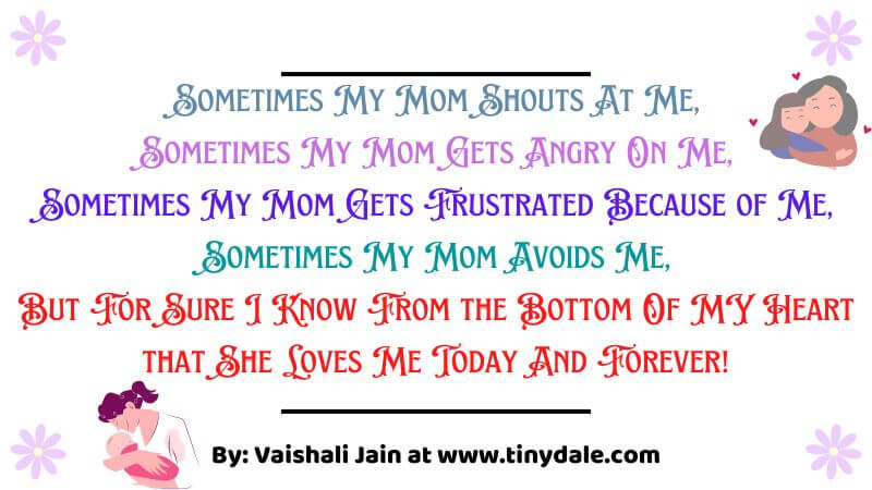 Sometimes My Mom Shouts At Me - Mothers Day Poem For Preschool