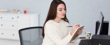 Girl doing research