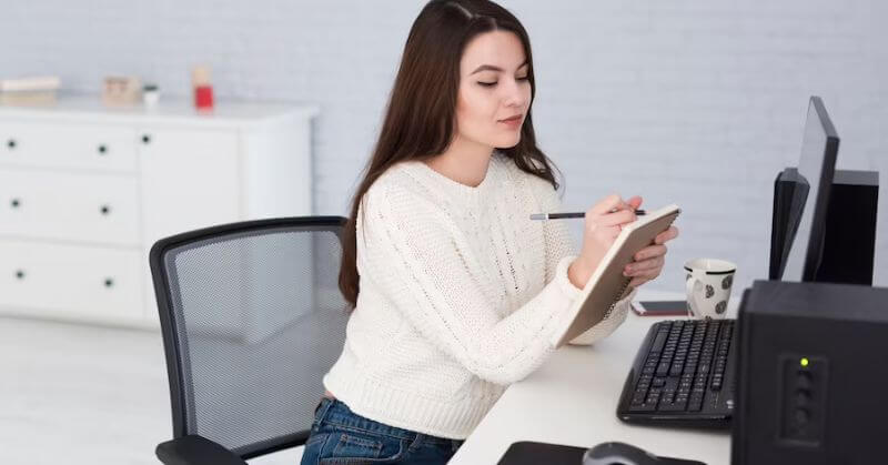 Girl doing research