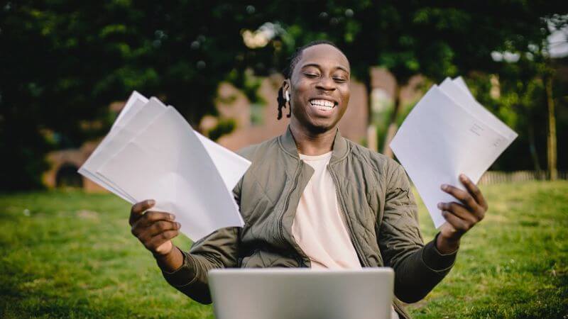 Man doing Math homework