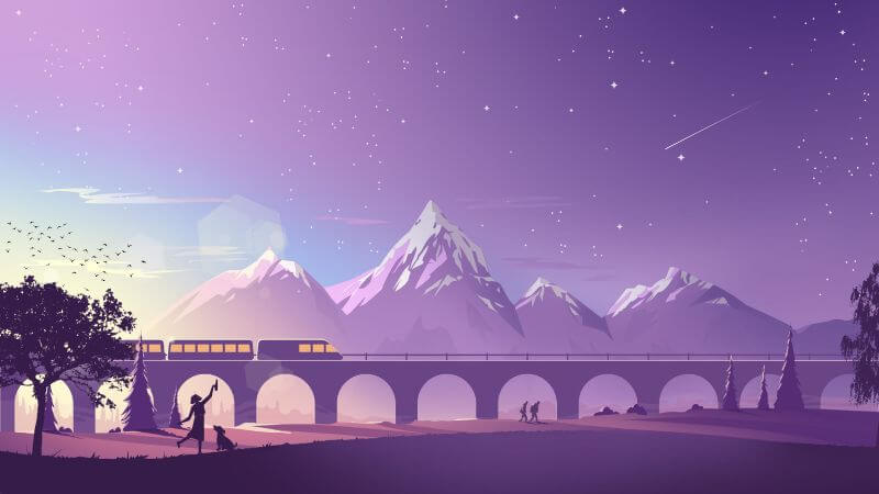 Mountains and train
