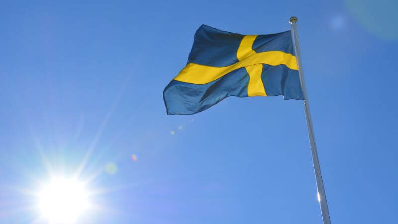 Sweden flag in the air