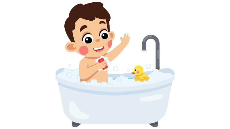 A kid having bath