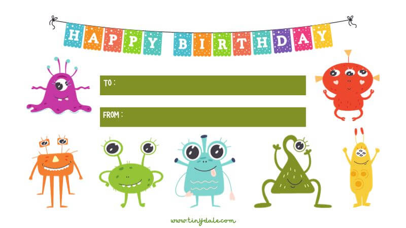 Happy Birthday Monster Template Invitation Card