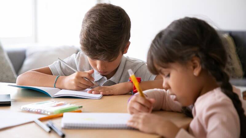 Kids doing study and homework