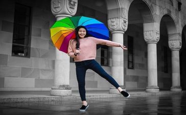 Girl holding umbrella