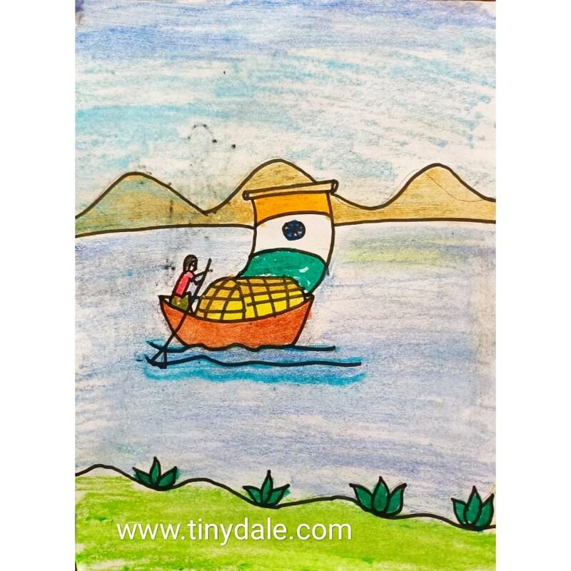 boat drawing for kids