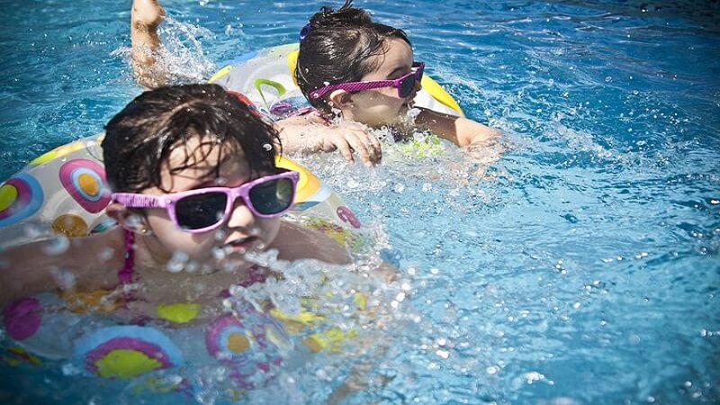 kids playing in pool