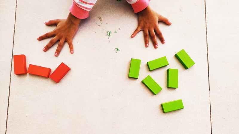 Number bond with wooden blocks